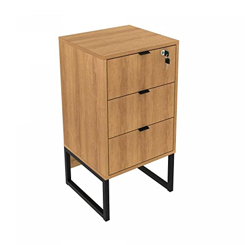 Gaveteiro 3 Gavetas Tecno Mobili Amêndoa/preto