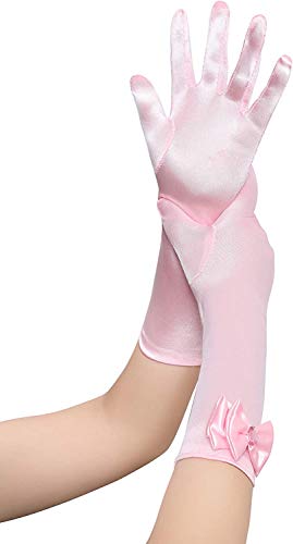 Image of FancyDressWale Girls Satin Long Gloves for Princess Dress Up Party With Bows