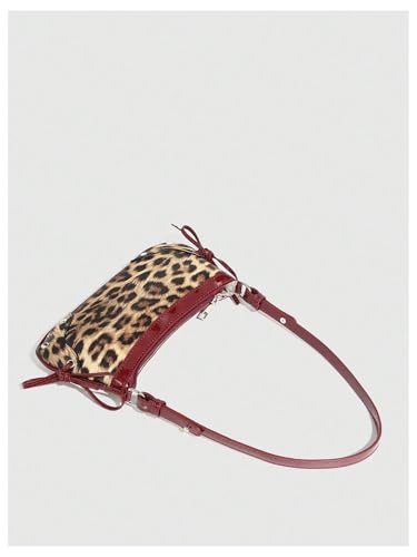Verdusa Women's Y2K Purse Leopard Bag Top Handle Leather Underarm Shoulder Handbags3