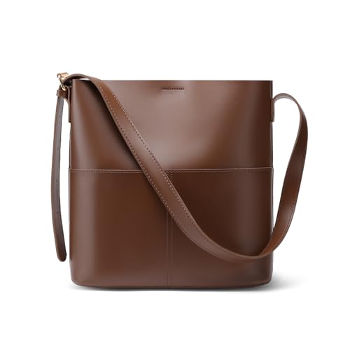 RNIEGA Bolsas Hobo Bucket para mulheres, bolsa tiracolo de couro vegano e bolsas grandes, Café, Hobo