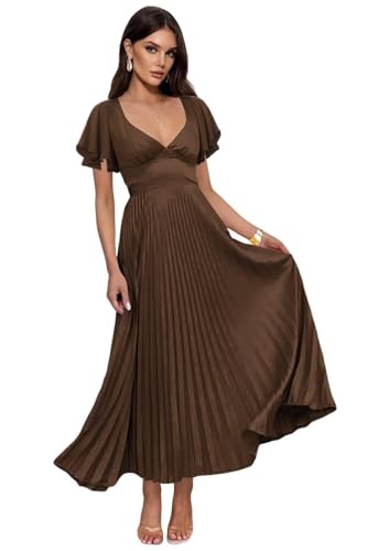 Satin Bridesmaid Dresses with Short Ruffle Sleeves Backless Silk Dress for Women 2025