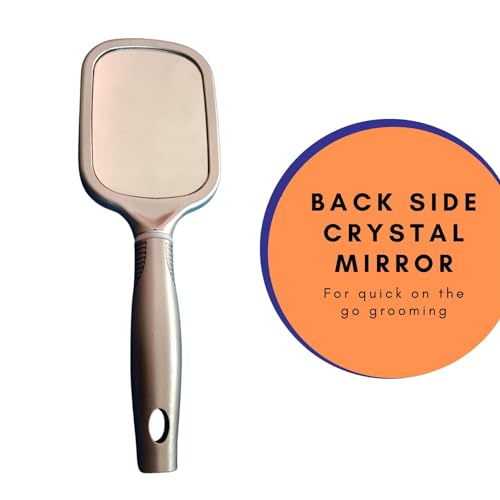 Image of Paddle Hair Brush with Back Mirror for Makeup- Portable Cushioned Hair Comb Brush for Men & Women, Ultra Soft & Flexible Nylon Bristles Great for Travel Detangling Hair Comb for All Hair Types