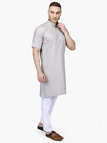 Image of Rajubhai Hargovindas Men's Premium Cotton Half Sleeve Solid Kurta