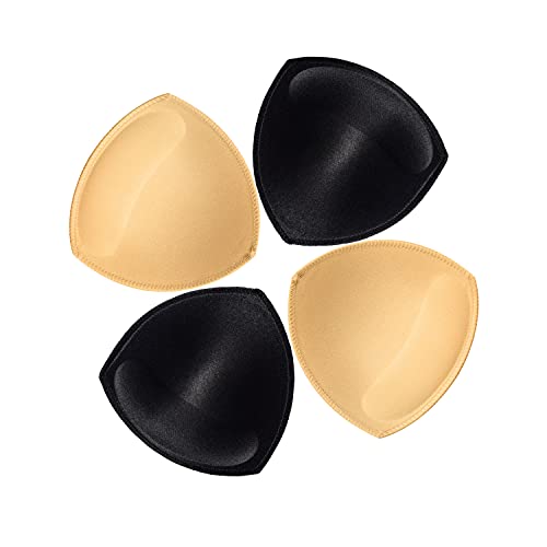 URSMART 4 pairs Bra Cups Inserts,Bra Pad Sports Cups Insert Push up Sewn Padded for Beige,Black and White Optional