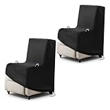 Letsteel 2 Pack Outdoor Chair Covers Waterproof, 600D Waterproof Recliner Chair Covers, Patio Chair Covers for Outdoor Recliner Chair with 2 Handle & Zipper, Black