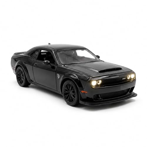 Image of 1:32 Scale Dodge Challenger Hellcat Die-Cast Metal Car Toy with Light & Sound, Pull-Back Action & Openable Doors