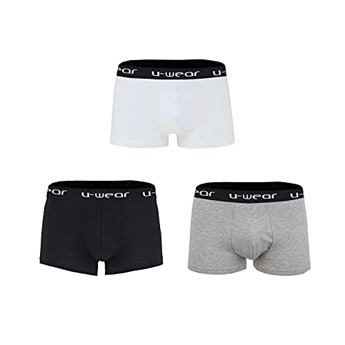 U-Wear Mens Boxer Briefs Underwear, Men’s Cotton Underwear Boxer Shorts 3 Pack Briefs For Men