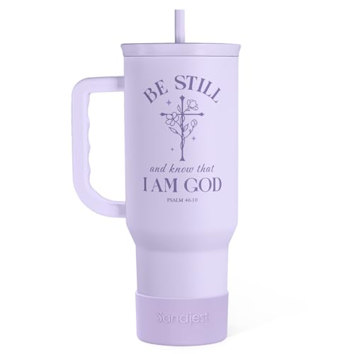 Image of SANDJEST Christian Gift for Women - Insulated Stainless Steel Tumbler with Handle and Straw - Religious Inspirational Gifts for Birthday Christmas, 40oz
