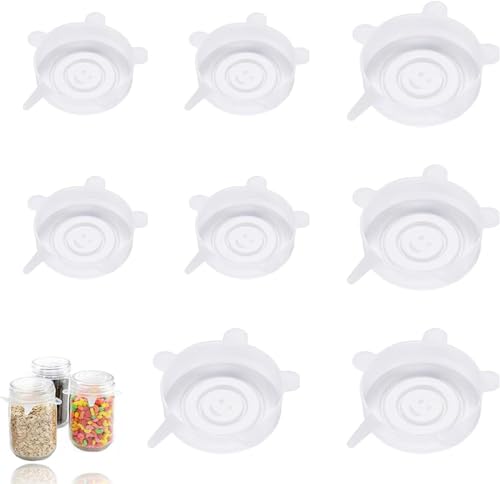 Tapas De Silicona Elásticas Para Tarros, Tazones, Vasos Y Fruta, Transparentes, 6,5 9 Cm, 8 Unidades