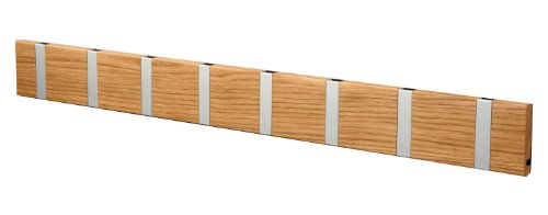 LoCa Knax 6 kapstok eiken geolied (haken inklapbaar aluminium) garderoberail kledinghaak gang modern garderobepaneel