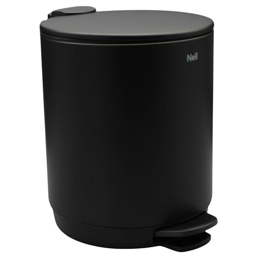 Nell Softclose Kosmetikeimer 5 L Badmülleimer & Treteimer mit Metallpedal leisem Deckel & herausnehmbarem Inneneimer (Schwarz)