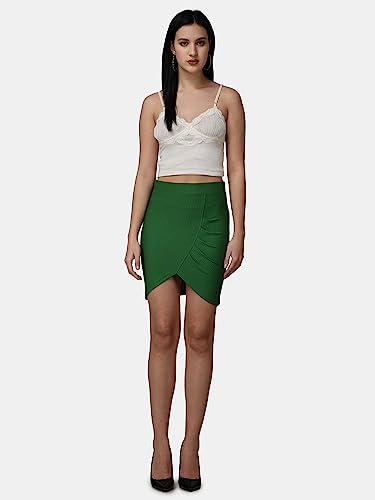 Image of POPWINGS Casual Shimmer Solid Sarong Mini Skirt for Women | Summer Skirt for Women | Mini Skirt for Women