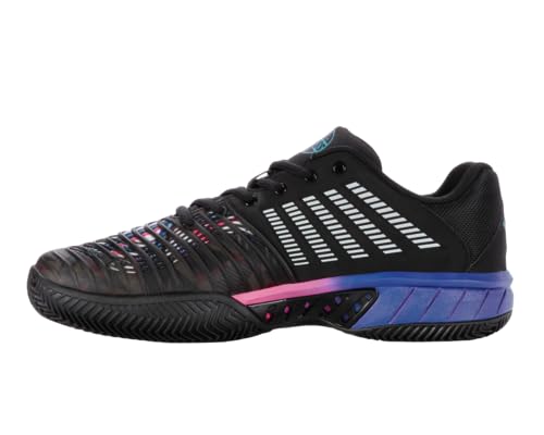 Image of K-Swiss Men's Express Light 3 Padel Shoe, Black /True Blue /Neon Pink, 8.5 M