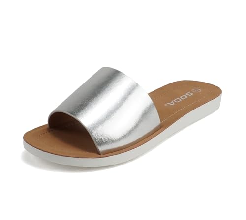 Image of Soda Shoes Efron-S Women Flip Flops Basic Plain Slippers Slip On Sandals Slides Casual Peep Toe Beach