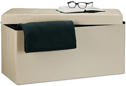 Relaxdays Baúl Almacenaje Polipiel, Banco Plegable 38x76x38 cm, P...