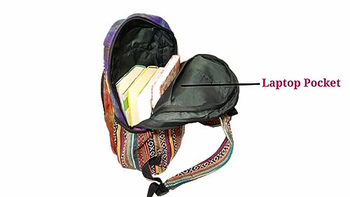 Large size multi pocket breathable back pack | Hand made Eco friendly Hemp from Himalaya | Strong backpack with Unbreakable YKK Zipper chain. College, Laptop, travelling.4