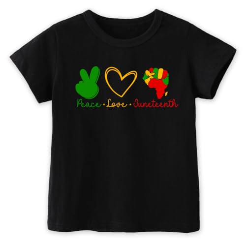 Juneteenth Shirts for Kids Todder Boys Girls African American History Shirts 1865 Peace Love Tees 2-8T