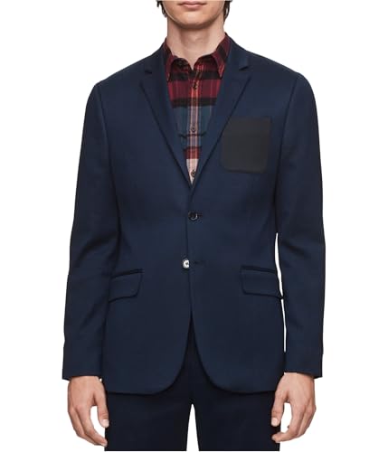 Calvin Klein Mens Patch Pocket Two Button Blazer Jacket, Blue, X-Large