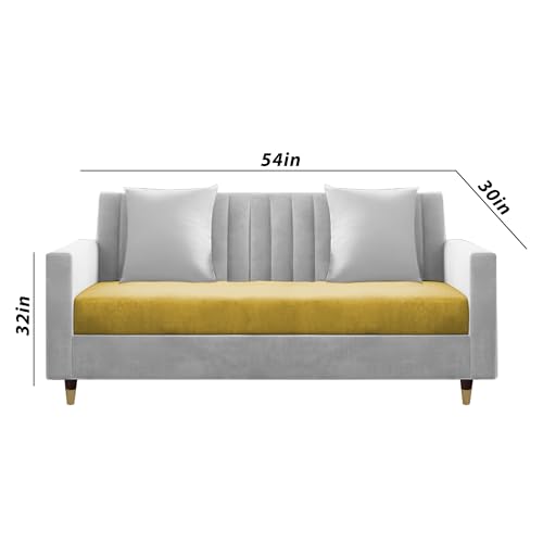 Image of Casaliving Garcia 3+2 Seater Sofa Set for Living Room (Yellow - Grey)