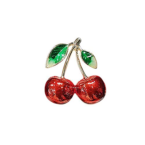 Image of Red Cherry Brooch Pin Small Enamel Fruit Corsage Lapel Brooches Pins for Women Girls Clothing Acccessories Cute Jewelry Gifts Birthday