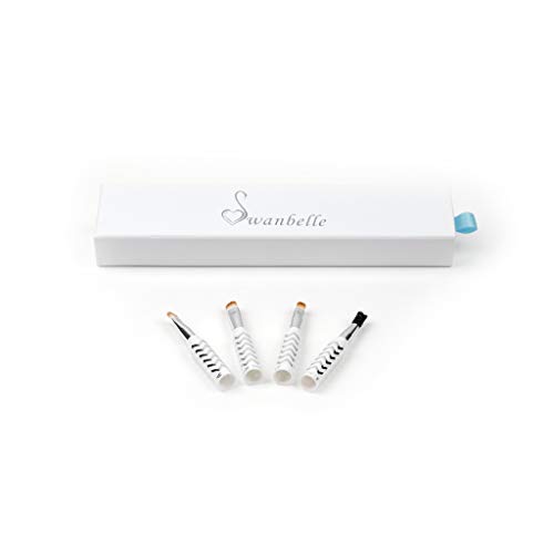 Swanbelle Multifunctional, Portable, Stackable, Travel Size 4 in 1 Makeup Brush Set for Lip, Eyeline, Eyeshade and Brows