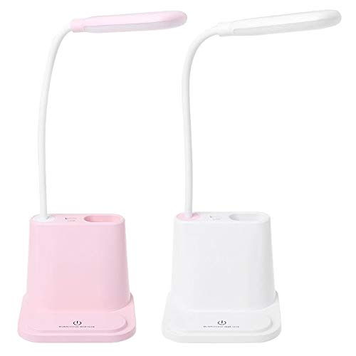 Luminária LED Carregador Celular USB Com Porta Lápis (rosa)