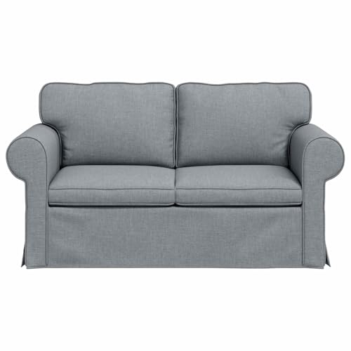 Sofá de 2 plazas gris claro de 155 cm con marco de metal resistente para salón 6