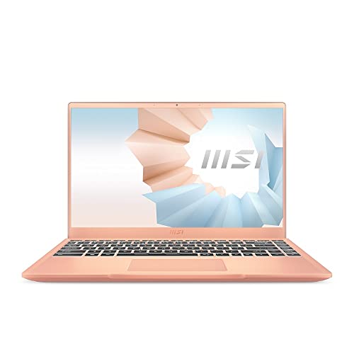MSI Modern 14 B11M-090XES Laptop, 35,6 cm (14 Zoll), Full-HD, Intel Core i7-1165G7, 16 GB RAM, 512 GB SSD, Irixe Xe Graphics, ohne Betriebssystem, Beige Mousse, spanische QWERTY-Tastatur