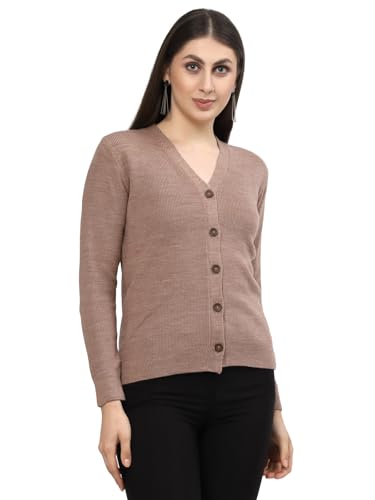 Image of Kalt Women Full Sleeves V-Neck Design Acrylic Cardigan Sweater