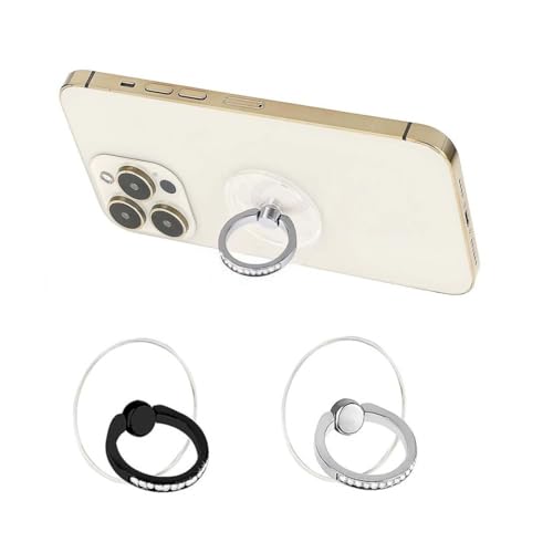 QOWIJEX 2 Pezzi Trasparente Supporto per anello per cellulare Universale Cellulare Anello Rotazione 360° Gradi Smartphone Ring per Tutti Gli Smartphone e Tablet
