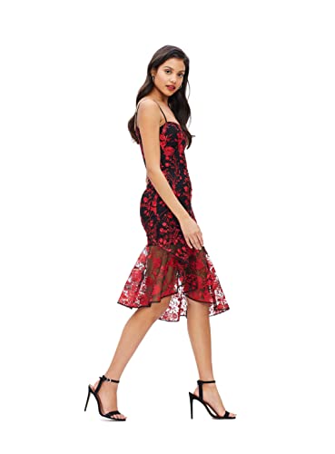 Image of Dress The Population Womens Cantrelle Sweetheart Neckline Bodycon Asymmetrical Ruffle Hem DressDress