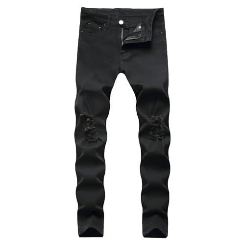 Maiyifu-GJ Men's Distressed Slim Fit Biker Jeans Ripped Destroyed Straight Leg Denim Pants Fashion Stretch Hip Hop Jeans