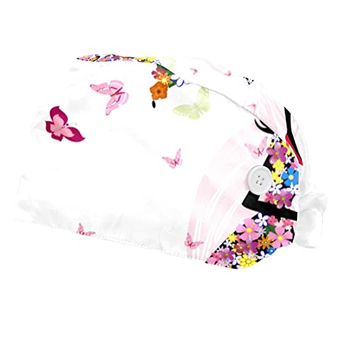 Casquette pour hommes femmes avec motif papillon rose, lot de 2 couvre-chefs professionnels