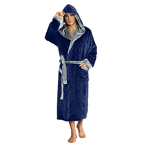 U2SKIIN Mens Hooded Robe, Plush Robes for Men Long Fleece Bathrobe