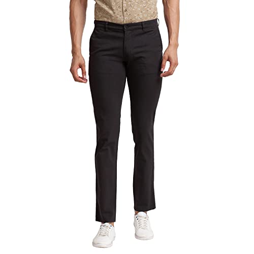 Image of Parx Men's Cotton Blend Yarn Dyed Pattern Low Rise Tapered Fit Flat Front Casual Trouser