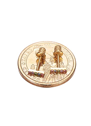 Earrings For Girls,18k Gold Plated Multicolored Mini Bar Hypoallergenic Earrings for Girls, Stud Screw On Safety Backs, Stainless Steel Ultra Sensitive Ears Post For Kids, Toddlers, Little Girls, Teens3