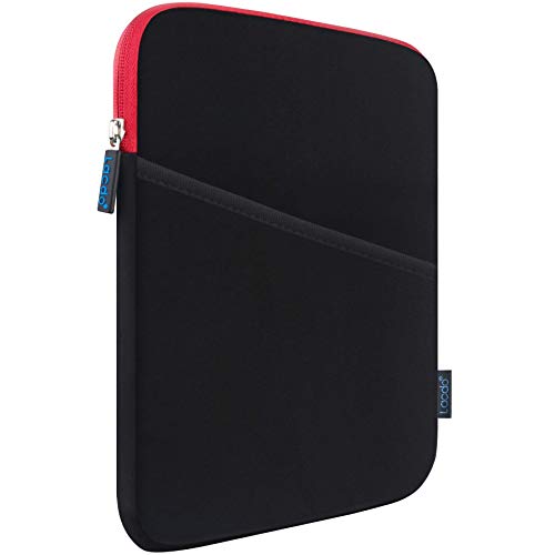 Lacdo Bolsa Blanda de Tableta Estuche para iPad Mini 7 (A17 Pro)/6/5/4/3/2, Samsung Galaxy Tab A7 Lite 8.7'/Galaxy Tab A 8' | Lenovo Tab M8, Huawei MediaPad M5 Impermeable Tablet Bag, Rojo Negro