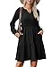 Zeagoo Winterkleider Damen Langarm Strickkleid A Linie Gerippt Herbstkleid Midi Pulloverkleid Jerseykleid mit Taschen Schwarz M