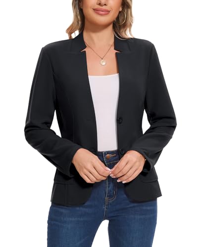 MINTLIMIT Blazers for Women Long Sleeve Notch Collar Blazer Button Front Casual Work Office Suit Jackets with Pockets2
