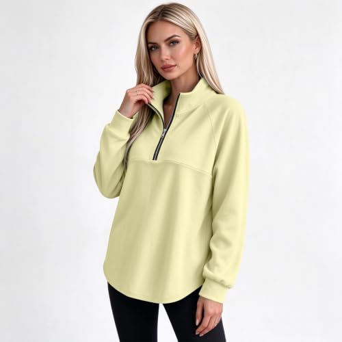 Fleece Pullover Women Cozy Drop Shoulder Mock Neck Quarter Zip Sweatshirt - image 2