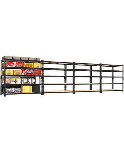 Image of PrimeZone Heavy Duty Garage Storage Shelves - 48 inch W X 24 inch D X 72 inch H Adjustable Metal Shelving Unit, 5 Tier Industrial Shelves for Storage Standing Utility Rack for Warehouse, Basement, Black, 4 Pack