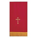 ELEGANT DESIGN: This reversible pulpit scarf features a stunning combination of red and white with gold-colored fringe and a prominent cross, adding a touch of sophistication to any Catholic church setting. PREMIUM QUALITY: Crafted with meticulous at...