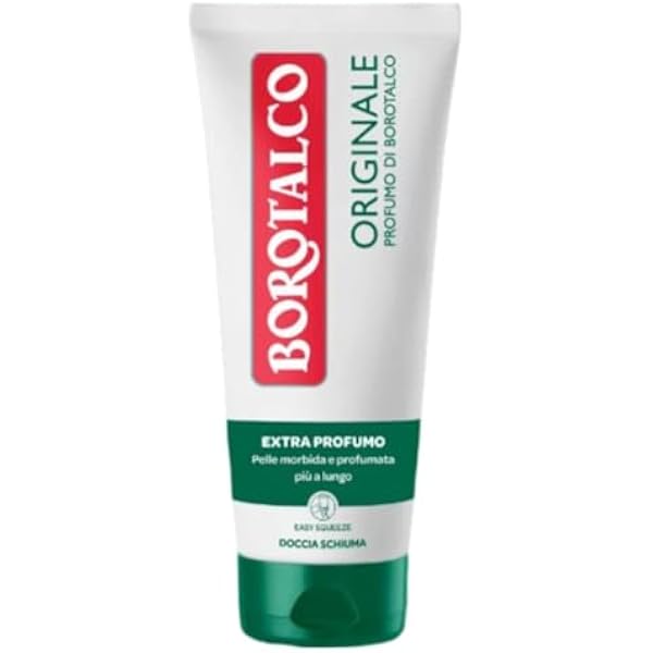 Borotalco Oryginalny żel pod prysznic do ciała, żel pod prysznic z pianki zapachowej firmy Borotalco Shower dla miękkiej, perfumowanej skóry, idealny dla mężczyzn i kobiet, butelka 200 ml