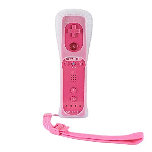AeeYui Controlar Remoto Wii/Wii U, Funda de Silicona y Correa del Control Remoto Wii (Rosa) Cover