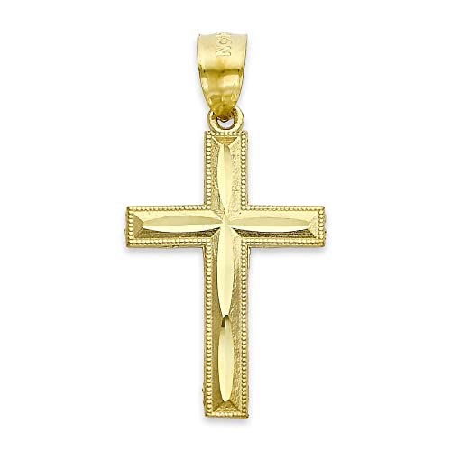 Solid Gold Cross Pendant in 10k or 14k, Religious Jewelry for Baptism