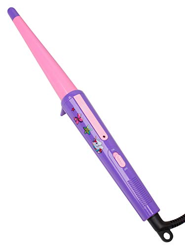 JoJo Siwa Girls’ 1” Ceramic Barrel Curling Wand for Bouncy Natural Curls, Pink/Purple