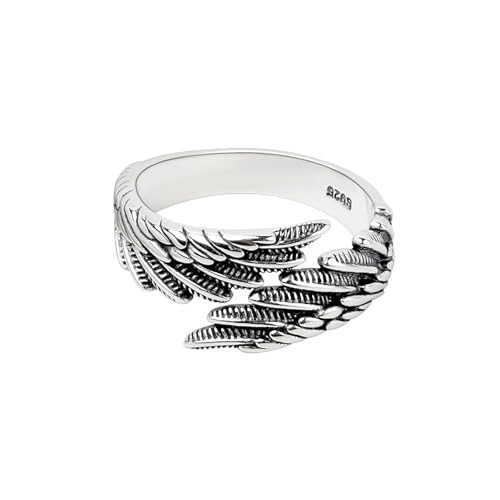 chakrit Angel's Wing Feather Ring Thai Silver Jewelry for Women Men