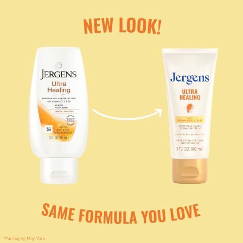 Image of Jergens Ultra Healing Dry Skin Moisturizer, 3 Ounce Travel Lotion, 3-pack, for Absorption into Extra Dry Skin, with HYDRALUCENCE blend, Vitamins C, E, and B5