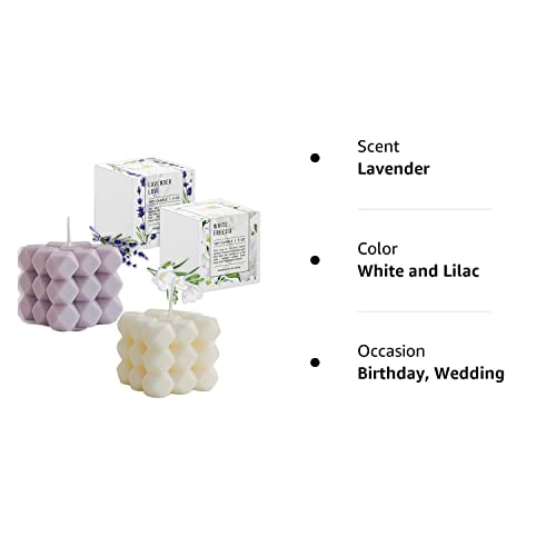 2Pc Premium Floating Bubble Candle Gift Set | 100% Handmade Scented Soy Wax Candles | Tiktok Bedroom Decor Aesthetic | Aromatherapy Decorative Candles | Wedding Decor | White(Freesia)+Lilac(Lavender) #TOP7