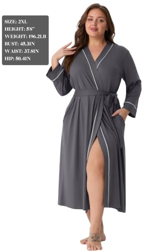 Image of PrinStory Womens Robe Long Knit Bathrobe Lightweight Soft Robes Ladies Bath Robe